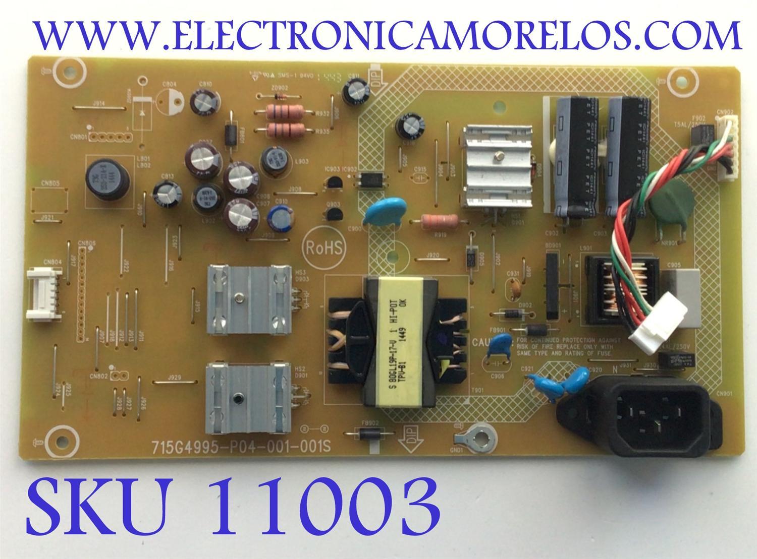 FUENTE PARA MONITOR ASUS / NUMERO DE PARTE CA311EQX8 / 715G4995-P04-001-001S / NUMERO PANEL M195FGE-L20 / MODELO VS207D-P